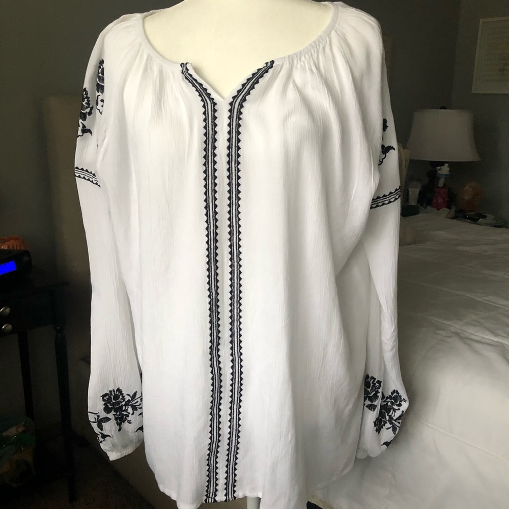 Tantrums 2XL Black/White Embroidered Long Sleeve